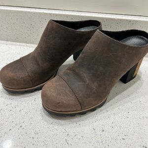 Sorel Addington Mule Boot Nubuck Leather Brown Size 7